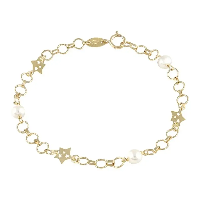 Pulsera Oro Amarillo 18k modelo Bracelets (3 Perlas Cultivadas 4,5-5mm.) Medida: 17cm.
