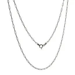 Cadena plata Ley 925m unisex 40 cm. forzada alargada 1.3 cm. mosquetó