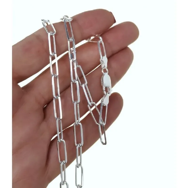 Cadena plata Ley 925m unisex 40 cm. forzada alargada 1.3 cm. mosquetó