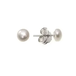 Pendientes plata Ley 925m casquilla perla botón 7mm. [AB1329]