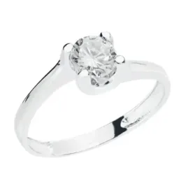 Solitario oro blanco 18k mujer circonita garras centro combinada lisa