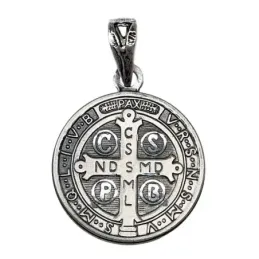 Medalla plata Ley 925m San Benito 17mm. escapulario dos caras [AC0088]