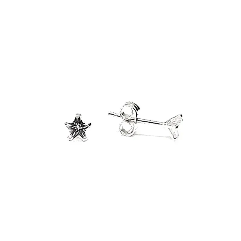 Pendiente plata ley 925m 4mm. garra estrella [AA9207]