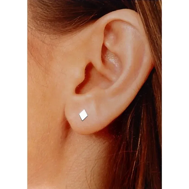 Pendientes mini plata Ley 925m par rombo 6mm. mujer cierre presión