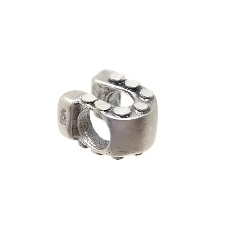 Charm icono abalorio plata Ley 925m herradura 10 mm. maciza combinada