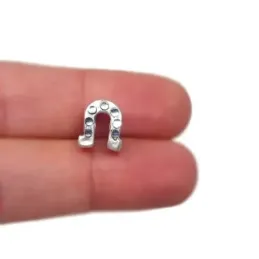 Charm icono abalorio plata Ley 925m herradura 10 mm. maciza combinada