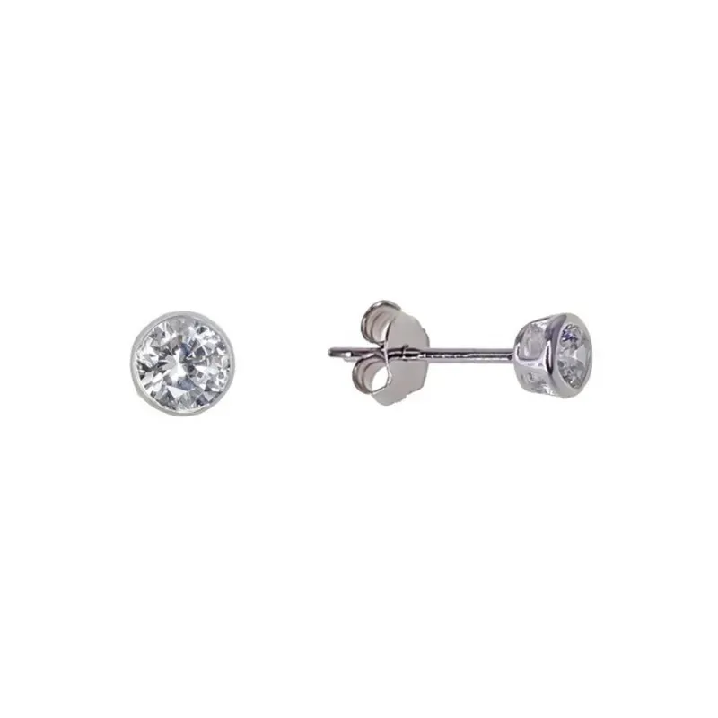 Pendientes plata Ley 925m niña 3mm. circonita redondo [AC0269]