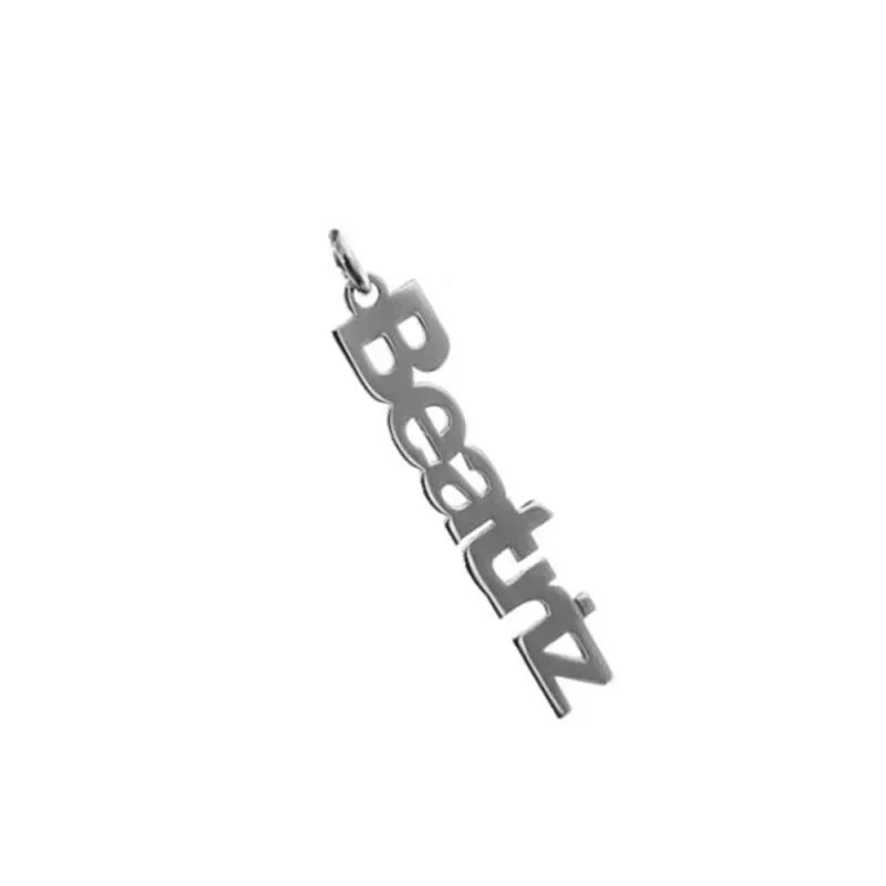 Colgante plata Ley 925m personalizable un nombre vertical liso