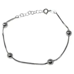 Pulsera plata Ley 925m cola de topo cuadrada 18cm. combinada bolas ci