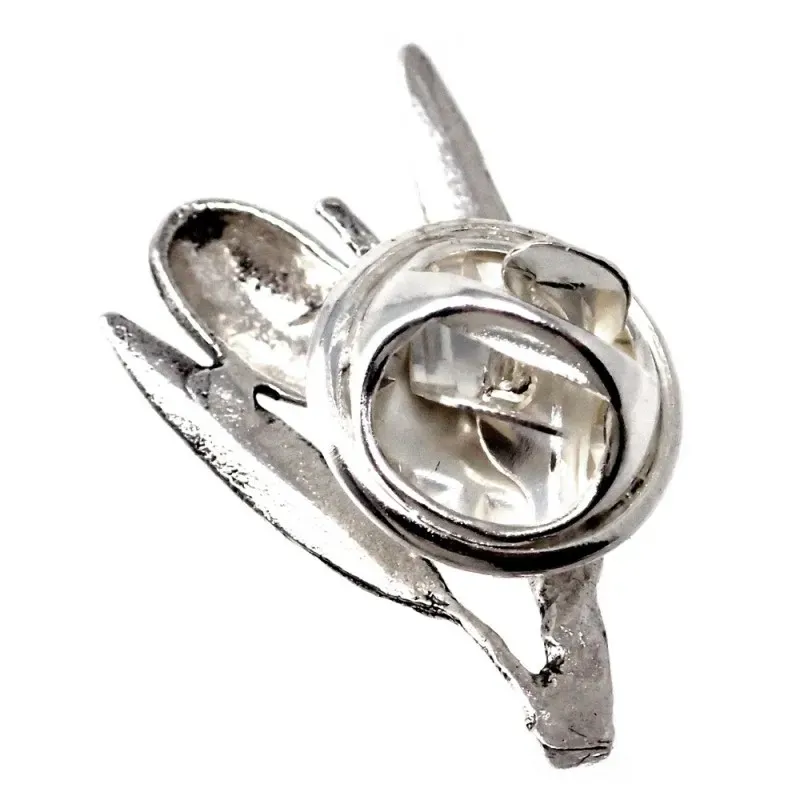Pin plata Ley 925m rama olivo 25mm.hojas aceituna detalles tallados