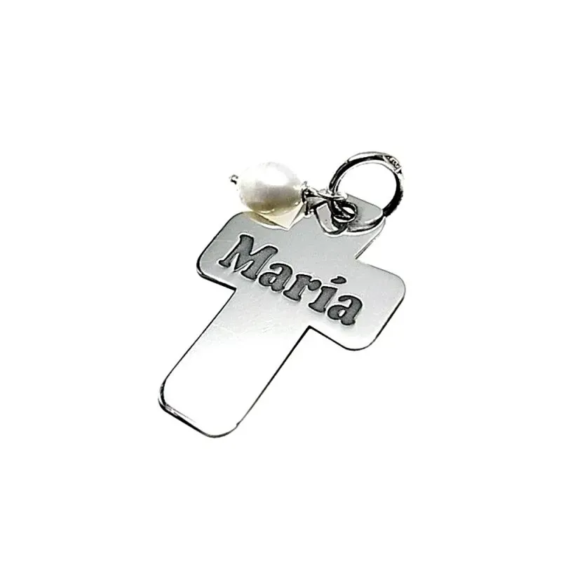 Colgante plata Ley 925m liso cruz 20mm. detalle personalizado oxidado