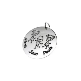 Colgante plata Ley 925m disco 28mm. niños nombres personalizados oxidado