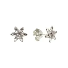 Pendientes plata Ley 925m mujer 10 mm. flor circonita centro presión