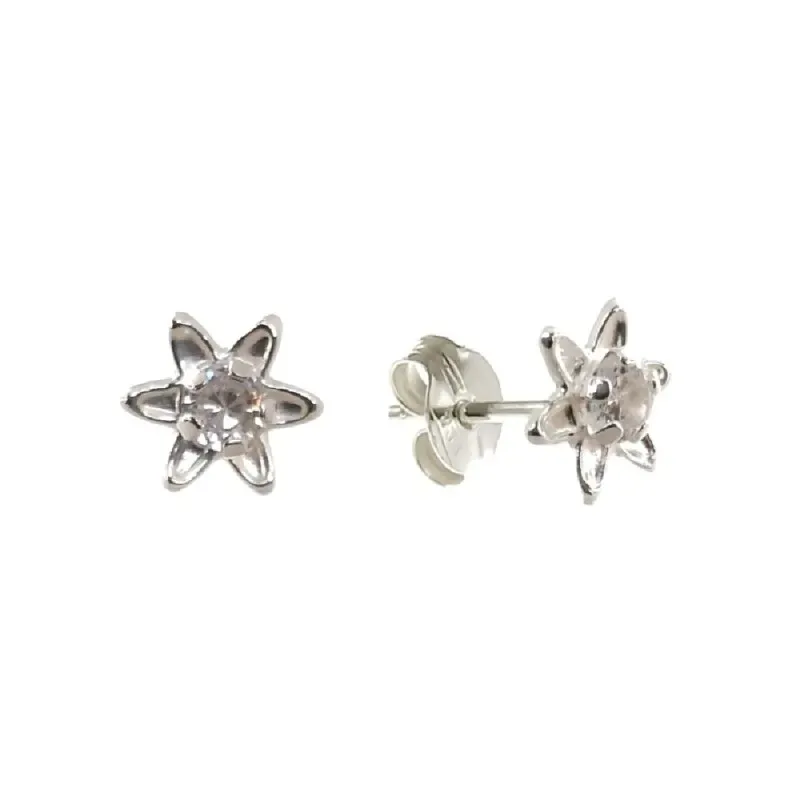 Pendientes plata Ley 925m mujer 10 mm. flor circonita centro presión