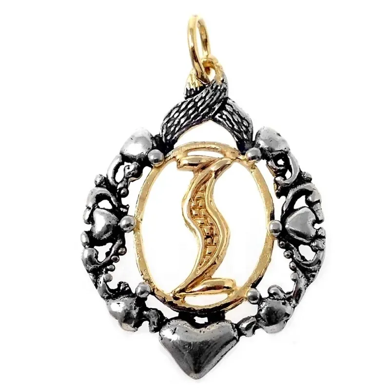 Colgante plata Ley 925m letra I 32mm. chapado oro oxidado [AB9107]