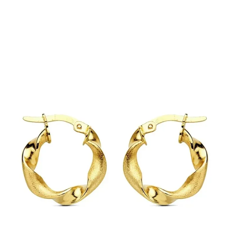 Pendientes oro 18k aros 16mm.. mate y brillo criollas [AB3425]