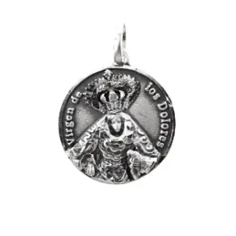 Virgen de los Dolores medalla plata Ley 925m maciza 18 mm. detalles t