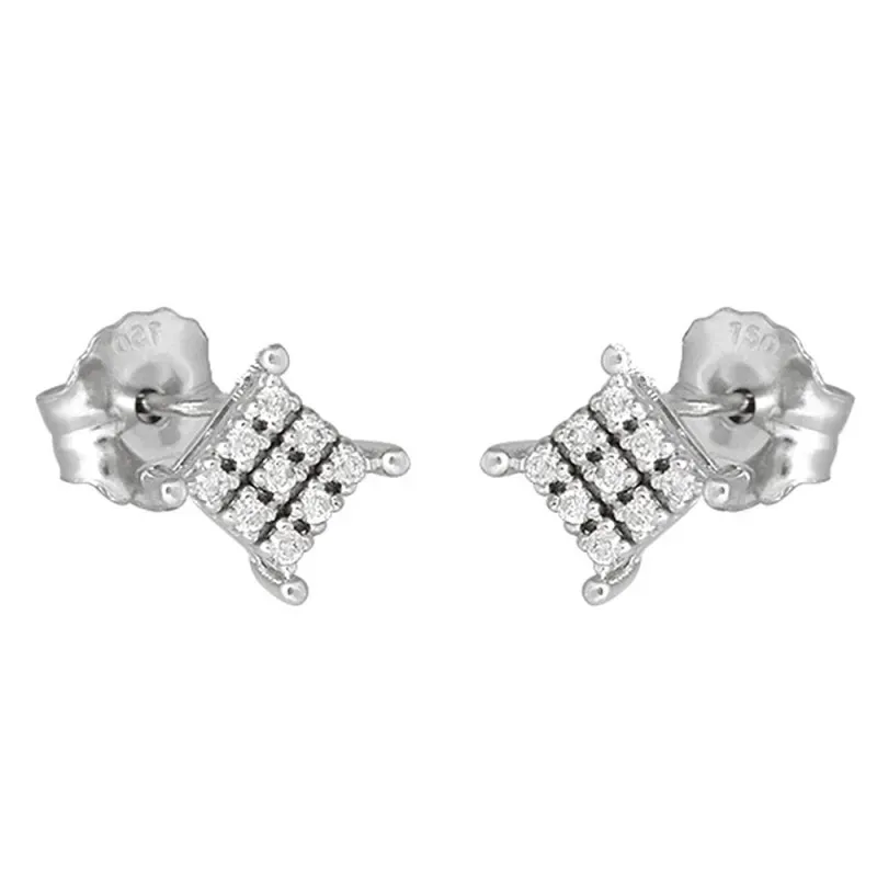 Pendientes oro blanco 18k colección Destellos 4.5mm. diamantes brilla