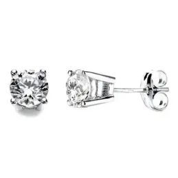 Pendientes oro blanco 18k garras circonita 5,5mm. [AB3308]