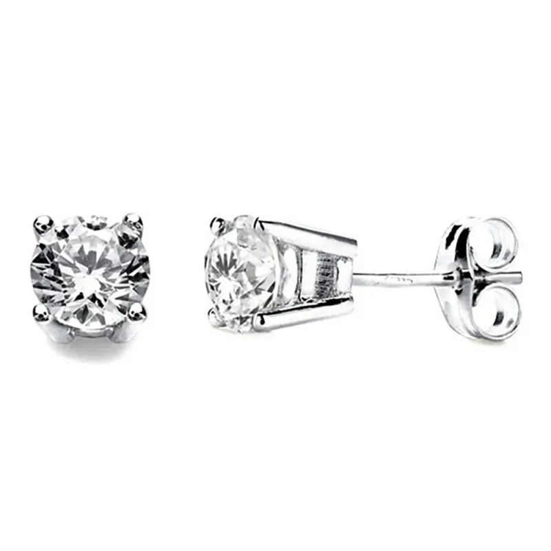 Pendientes oro blanco 18k garras circonita 5,5mm. [AB3308]