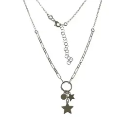Gargantilla plata Ley 925m mujer 40 cm. rolo combinado aro 9 mm. disc