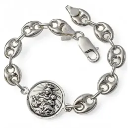 Escapulario Virgen del Carmen Sagrado Corazón de Jesús Pulsera Plata