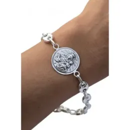 Escapulario Virgen del Carmen Sagrado Corazón de Jesús Pulsera Plata