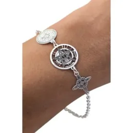 Pulsera Triple Protección en Plata de Ley 925m de 17 cm. Nudo de Bruj