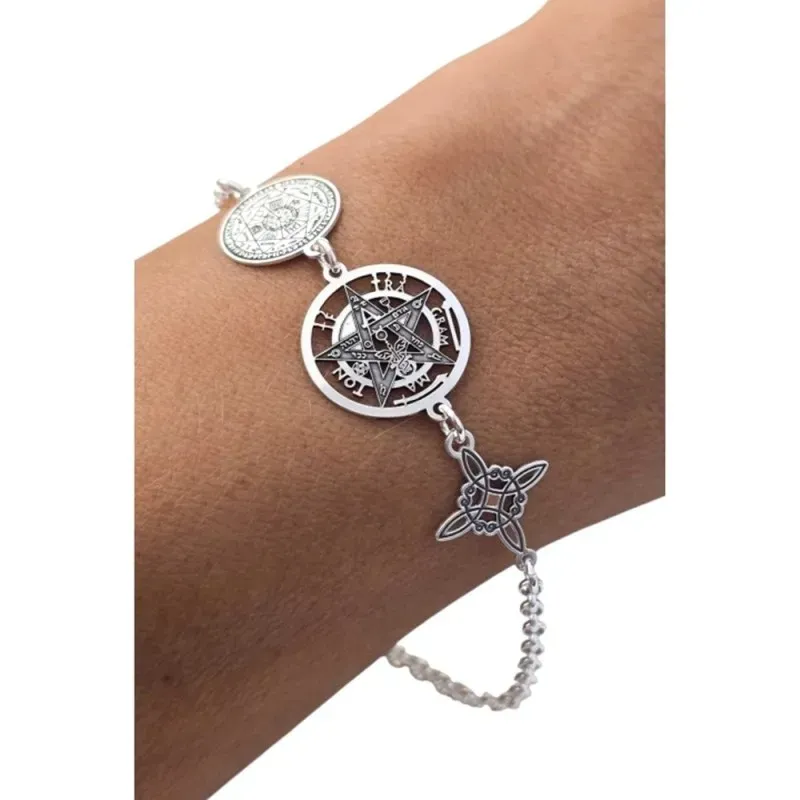Pulsera Triple Protección en Plata de Ley 925m de 17 cm. Nudo de Bruj