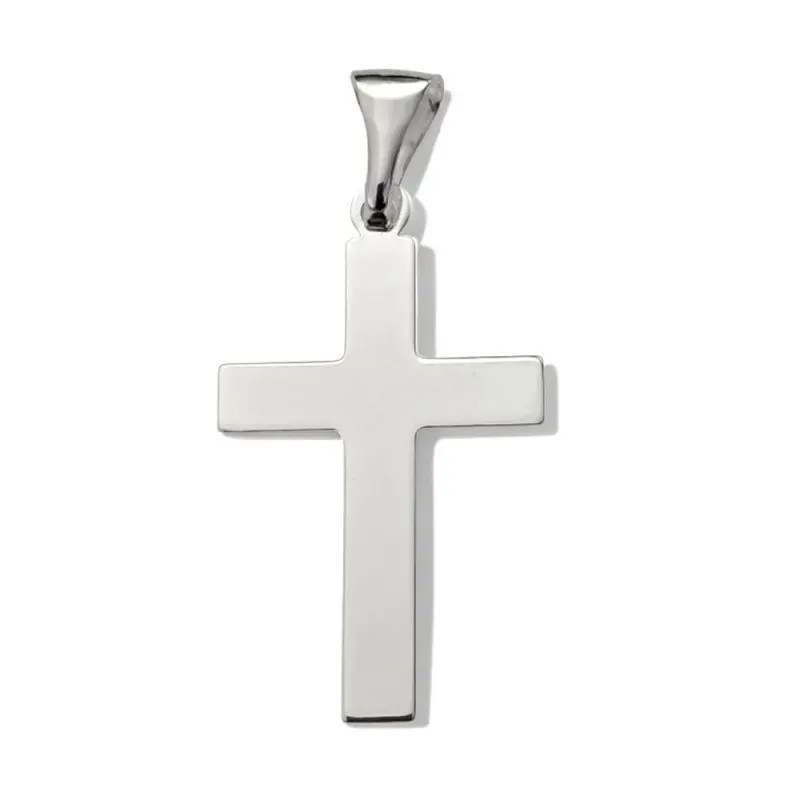 Cruz Colgante Plata Ley 925m de 30 mm. rectangular lisa con brillo