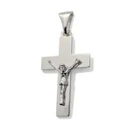 Cruz con Cristo Colgante en Plata de Ley 925m de 33 mm. lisa