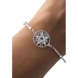 Tetragramatón Pulsera en Plata de Ley 925m con 19 cm. coreana con bol