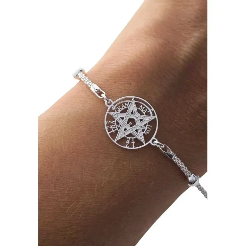 Tetragramatón Pulsera en Plata de Ley 925m con 19 cm. coreana con bol