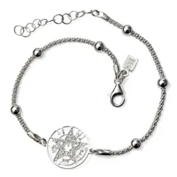 Tetragramatón Pulsera en Plata de Ley 925m con 19 cm. coreana con bol