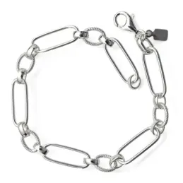 Pulsera en Plata Ley 925m de 19 cm. asas huecas rectangulares 18.5 mm