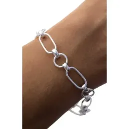 Pulsera Plata de Ley 925m con 19 cm. asas huecas ovaladas de 16 x 7 m