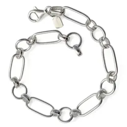 Pulsera Plata de Ley 925m con 19 cm. asas huecas ovaladas de 16 x 7 m
