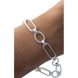 Pulsera Plata de Ley 925m con 19 cm. asas huecas rectangulares de 19