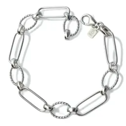 Pulsera Plata de Ley 925m con 19 cm. asas huecas rectangulares de 19
