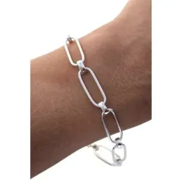 Pulsera en Plata de Ley 925m con 18 cm. asas huecas ovaladas de 19 mm