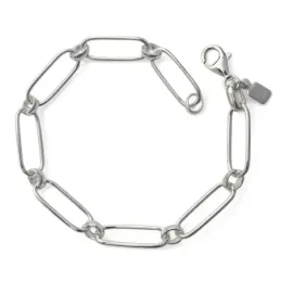 Pulsera en Plata de Ley 925m con 18 cm. asas huecas ovaladas de 19 mm