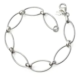 Pulsera en Plata de Ley 925m con 18.5 cm. asas huecas ovaladas de 20