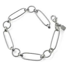Pulsera en Plata de Ley 925m con 19 cm. asas ovaladas de 23 mm. combi