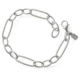 Pulsera en Plata de Ley 925m con asas lisas de 10 mm. combinadas oval