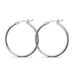 Aros Pendientes en Plata de Ley 925m lisos de 30 mm. grosor de 2 mm.