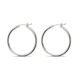 Aros Pendientes en Plata de Ley 925m lisos de 25 mm. grosor de 2 mm.