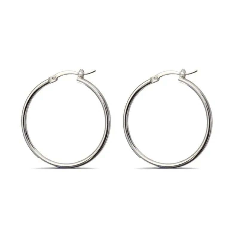Aros Pendientes en Plata de Ley 925m lisos de 25 mm. grosor de 2 mm.