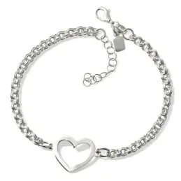 Pulsera Plata Ley 925m de 17 cm. cadena húngarina de 3 mm. con corazó