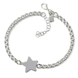 Pulsera Plata Ley 925m de 17 cm. cadena húngarina de 3 mm. con estrel