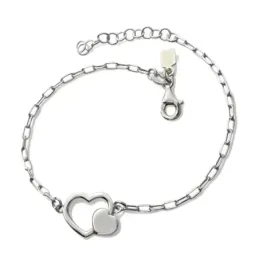 Pulsera Plata Ley 925m 17 cm. cadena forzada alargada 2 mm. corazón c